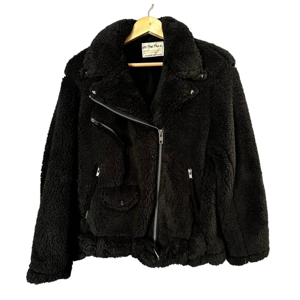 Free People Black Faux Fur Jacket